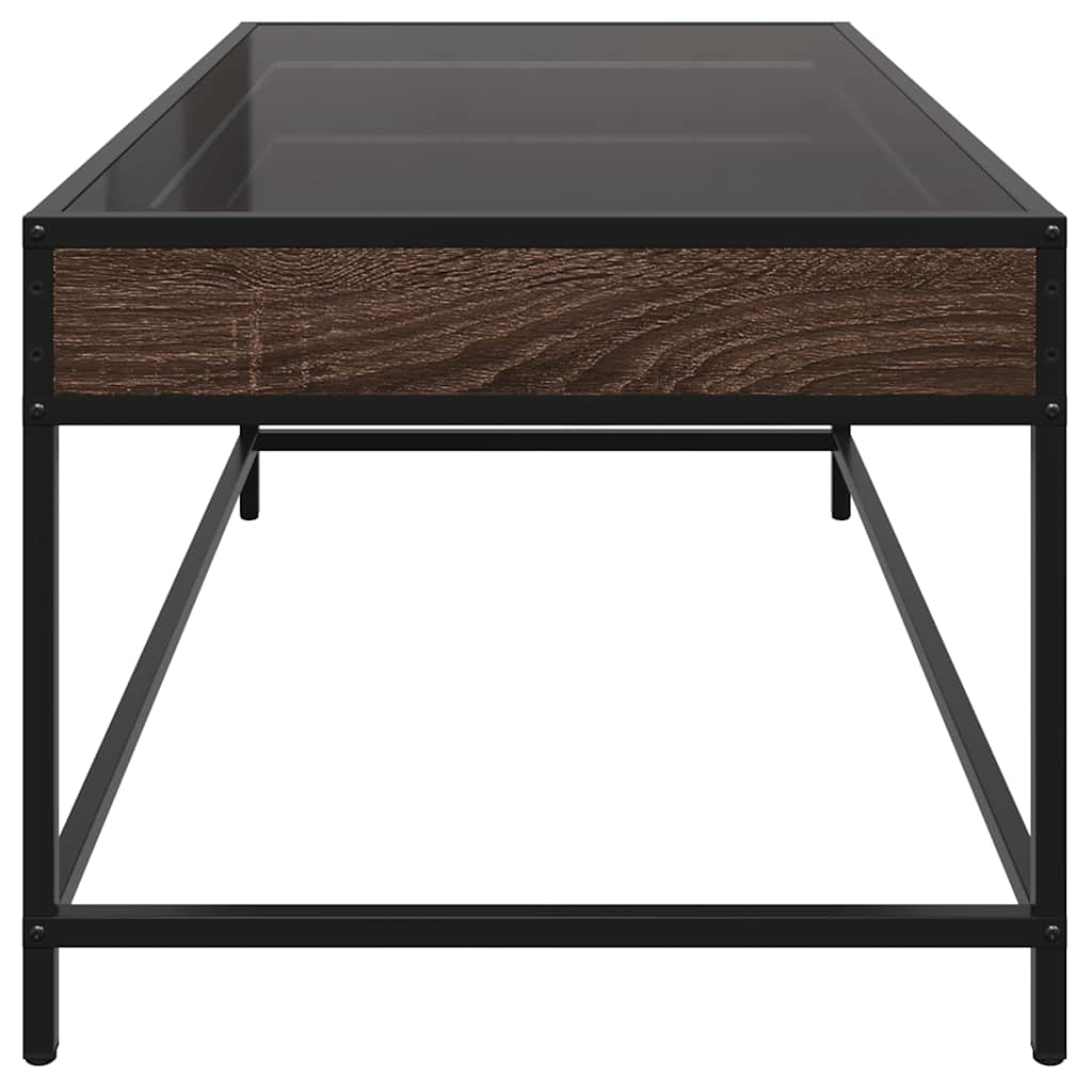 Tavolino da Salotto con LED Infinity Rovere Marrone 90x50x41 cm | homemem39