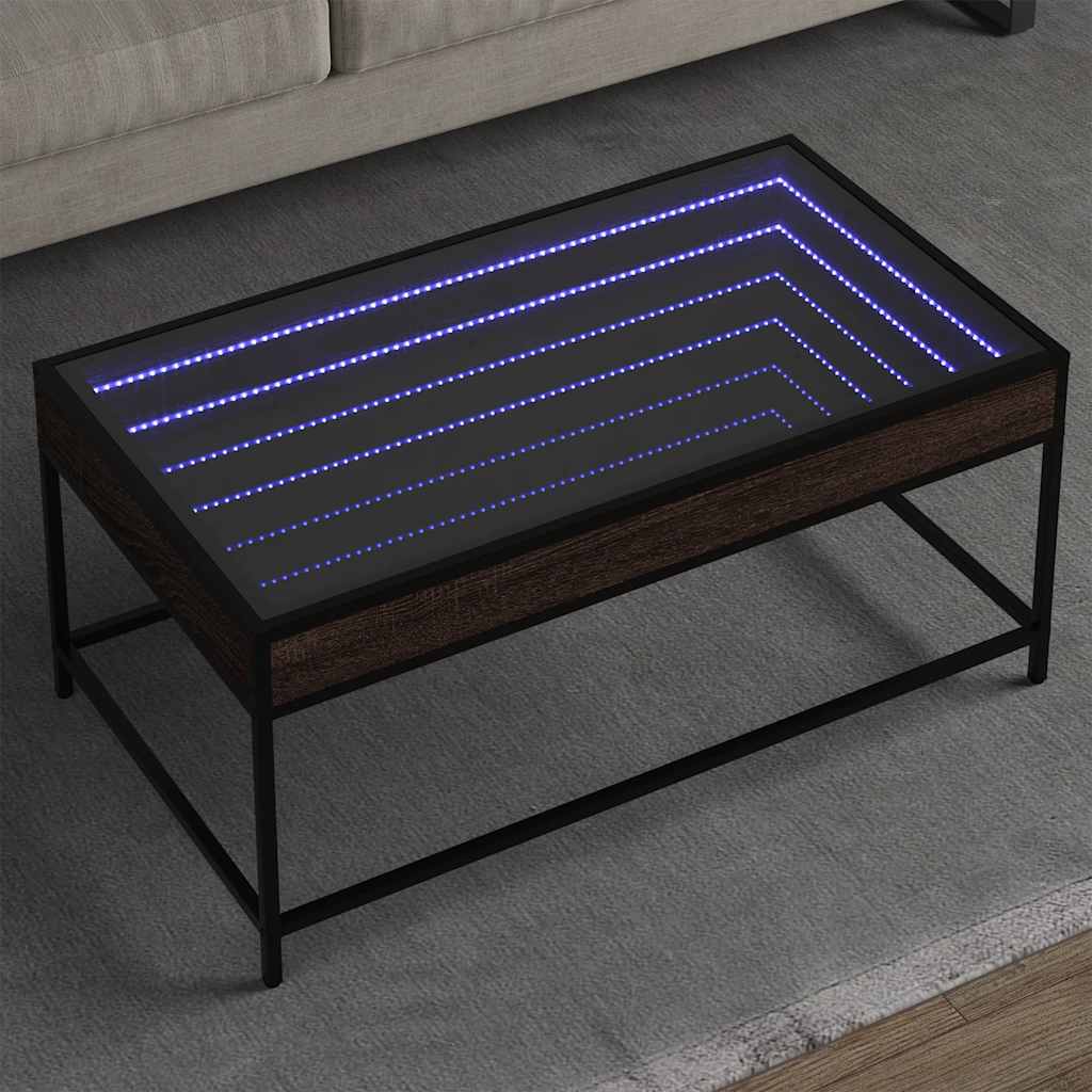Tavolino da Salotto con LED Infinity Rovere Marrone 90x50x41 cm | homemem39