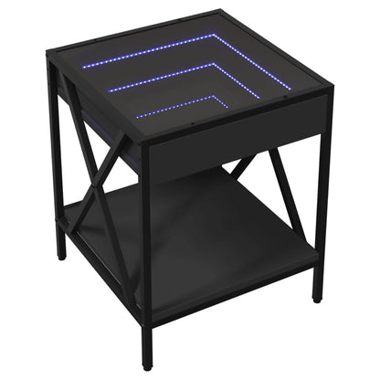 Tavolino da Salotto con LED Infinity Nero 40x40x49 cm