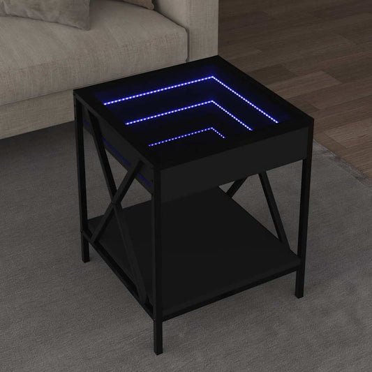 Tavolino da Salotto con LED Infinity Nero 40x40x49 cm | homemem39