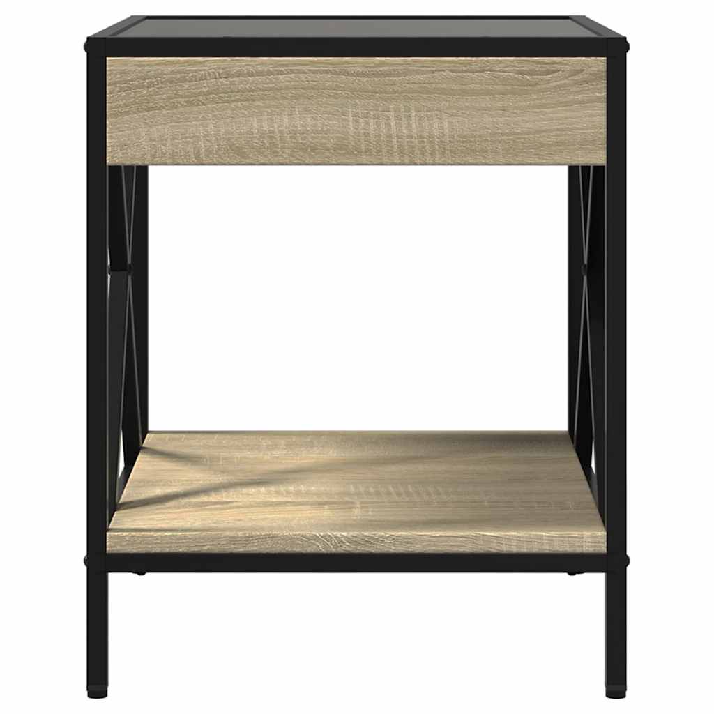 Tavolino da Salotto con LED Infinity Rovere Sonoma 40x40x49 cm