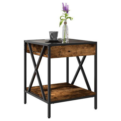 Tavolino da Salotto con LED Infinity Rovere Fumo 40x40x49 cm