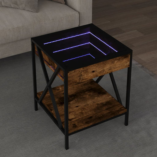 Tavolino da Salotto con LED Infinity Rovere Fumo 40x40x49 cm | homemem39
