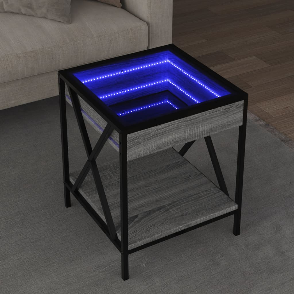 Tavolino da Salotto con LED Infinity Grigio Sonoma 40x40x49 cm | homemem39