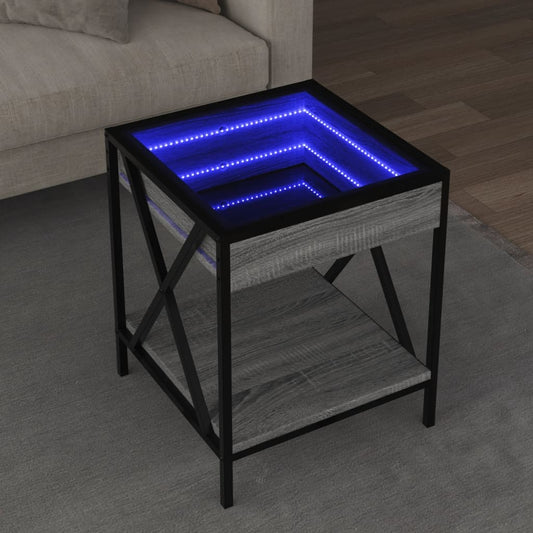 Tavolino da Salotto con LED Infinity Grigio Sonoma 40x40x49 cm | homemem39