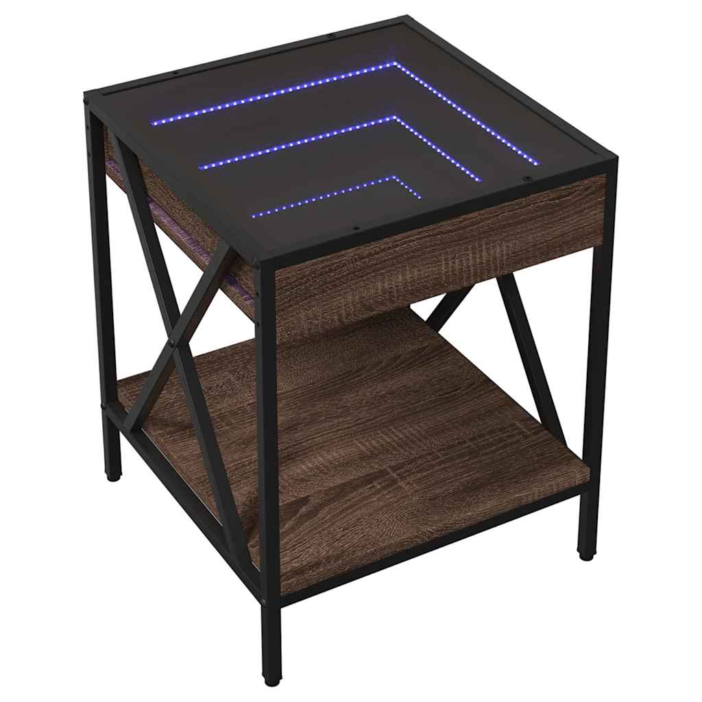 Tavolino da Salotto con LED Infinity Rovere Marrone 40x40x49 cm | homemem39