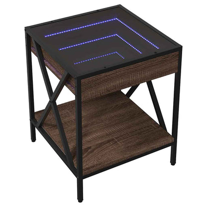 Tavolino da Salotto con LED Infinity Rovere Marrone 40x40x49 cm | homemem39