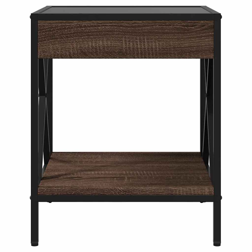 Tavolino da Salotto con LED Infinity Rovere Marrone 40x40x49 cm | homemem39