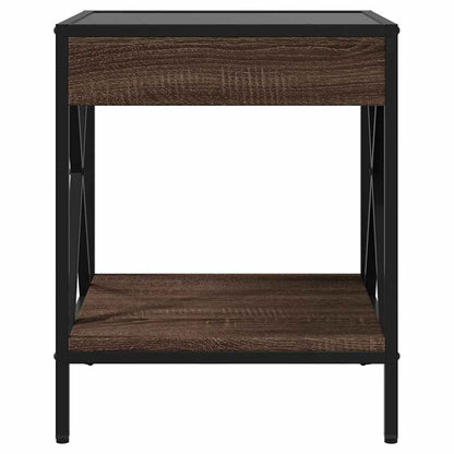 Tavolino da Salotto con LED Infinity Rovere Marrone 40x40x49 cm