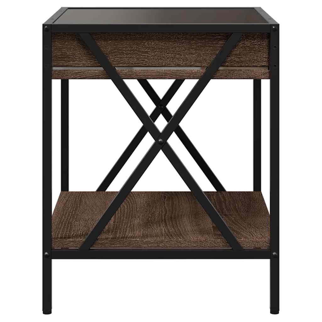 Tavolino da Salotto con LED Infinity Rovere Marrone 40x40x49 cm | homemem39