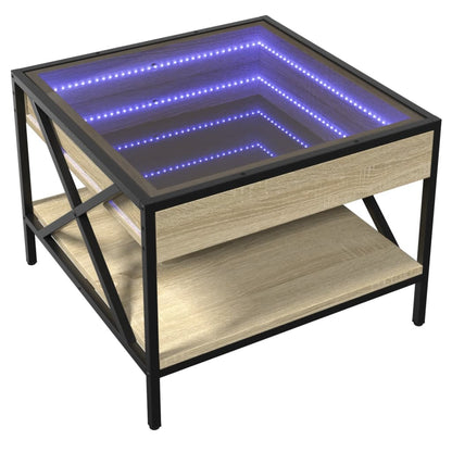 Tavolino da Salotto con LED Infinity Rovere Sonoma 50x50x38 cm | homemem39