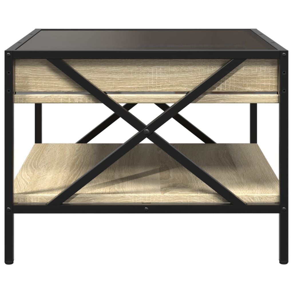 Tavolino da Salotto con LED Infinity Rovere Sonoma 50x50x38 cm | homemem39