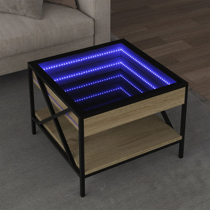Tavolino da Salotto con LED Infinity Rovere Sonoma 50x50x38 cm | homemem39