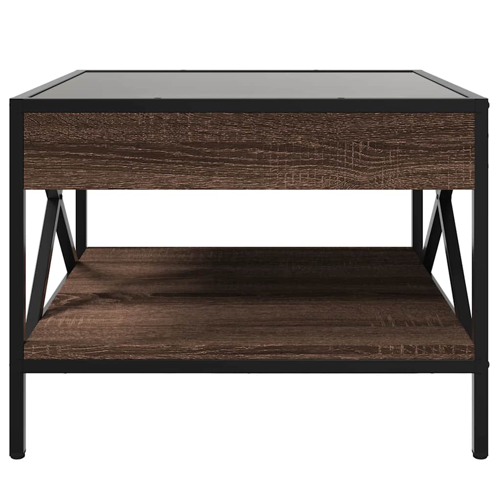 Tavolino da Salotto con LED Infinity Rovere Marrone 50x50x38 cm
