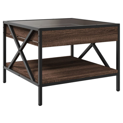 Tavolino da Salotto con LED Infinity Rovere Marrone 50x50x38 cm