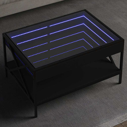Tavolino da Salotto con LED Infinity Nero 70x50x38 cm | homemem39