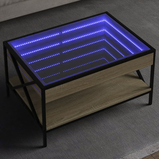Tavolino da Salotto con LED Infinity Rovere Sonoma 70x50x38 cm | homemem39
