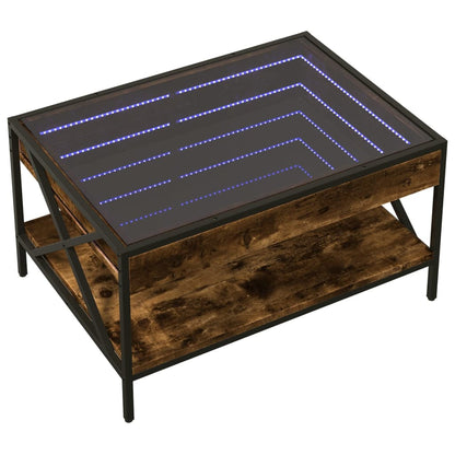 Tavolino da Salotto con LED Infinity Rovere Fumo 70x50x38 cm | homemem39