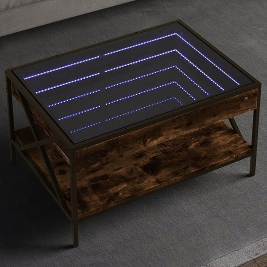 Tavolino da Salotto con LED Infinity Rovere Fumo 70x50x38 cm | homemem39