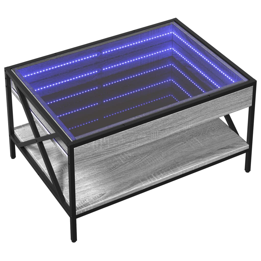 Tavolino da Salotto con LED Infinity Grigio Sonoma 70x50x38 cm | homemem39