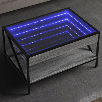 Tavolino da Salotto con LED Infinity Grigio Sonoma 70x50x38 cm | homemem39