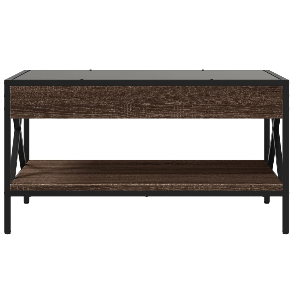 Tavolino da Salotto con LED Infinity Rovere Marrone 70x50x38 cm