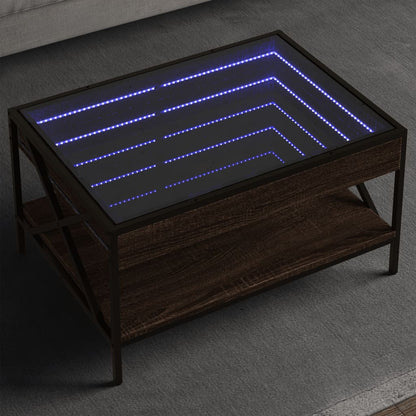 Tavolino da Salotto con LED Infinity Rovere Marrone 70x50x38 cm