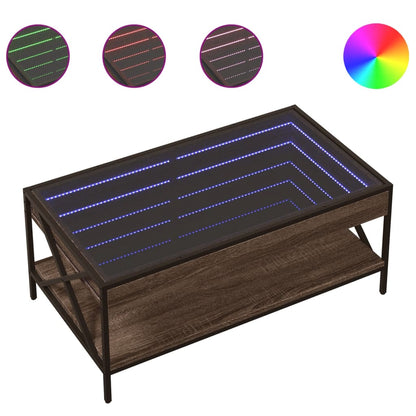 Tavolino da Salotto con LED Infinity Rovere Marrone 90x50x38 cm | homemem39