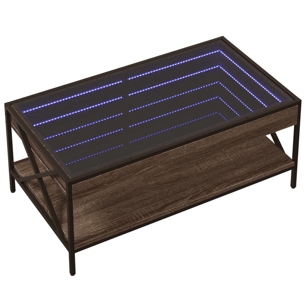 Tavolino da Salotto con LED Infinity Rovere Marrone 90x50x38 cm | homemem39