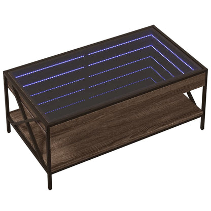 Tavolino da Salotto con LED Infinity Rovere Marrone 90x50x38 cm | homemem39