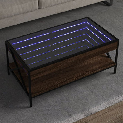 Tavolino da Salotto con LED Infinity Rovere Marrone 90x50x38 cm | homemem39