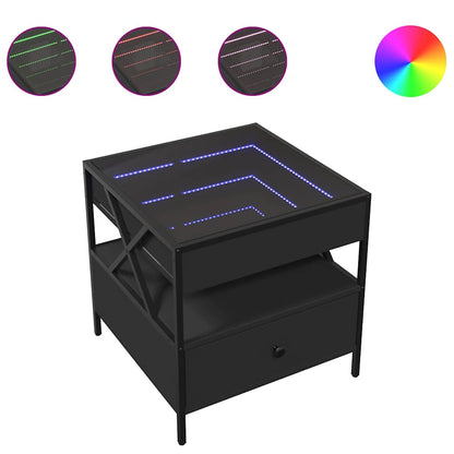 Tavolino da Salotto con LED Infinity Nero 50x50x51 cm | homemem39