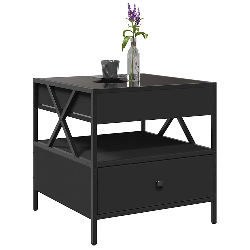 Tavolino da Salotto con LED Infinity Nero 50x50x51 cm | homemem39