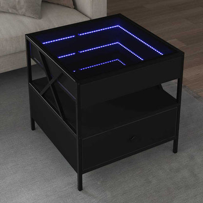 Tavolino da Salotto con LED Infinity Nero 50x50x51 cm | homemem39