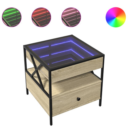 Tavolino da Salotto con LED Infinity Rovere Sonoma 50x50x51 cm | homemem39