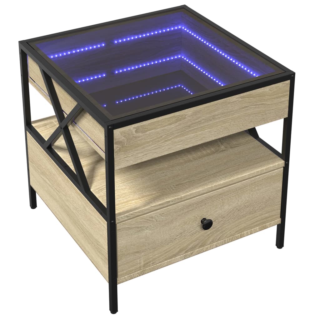 Tavolino da Salotto con LED Infinity Rovere Sonoma 50x50x51 cm | homemem39