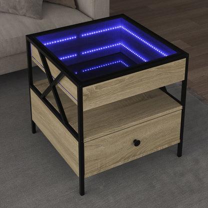 Tavolino da Salotto con LED Infinity Rovere Sonoma 50x50x51 cm | homemem39
