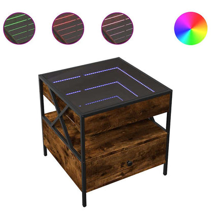 Tavolino da Salotto con LED Infinity Rovere Fumo 50x50x51 cm | homemem39