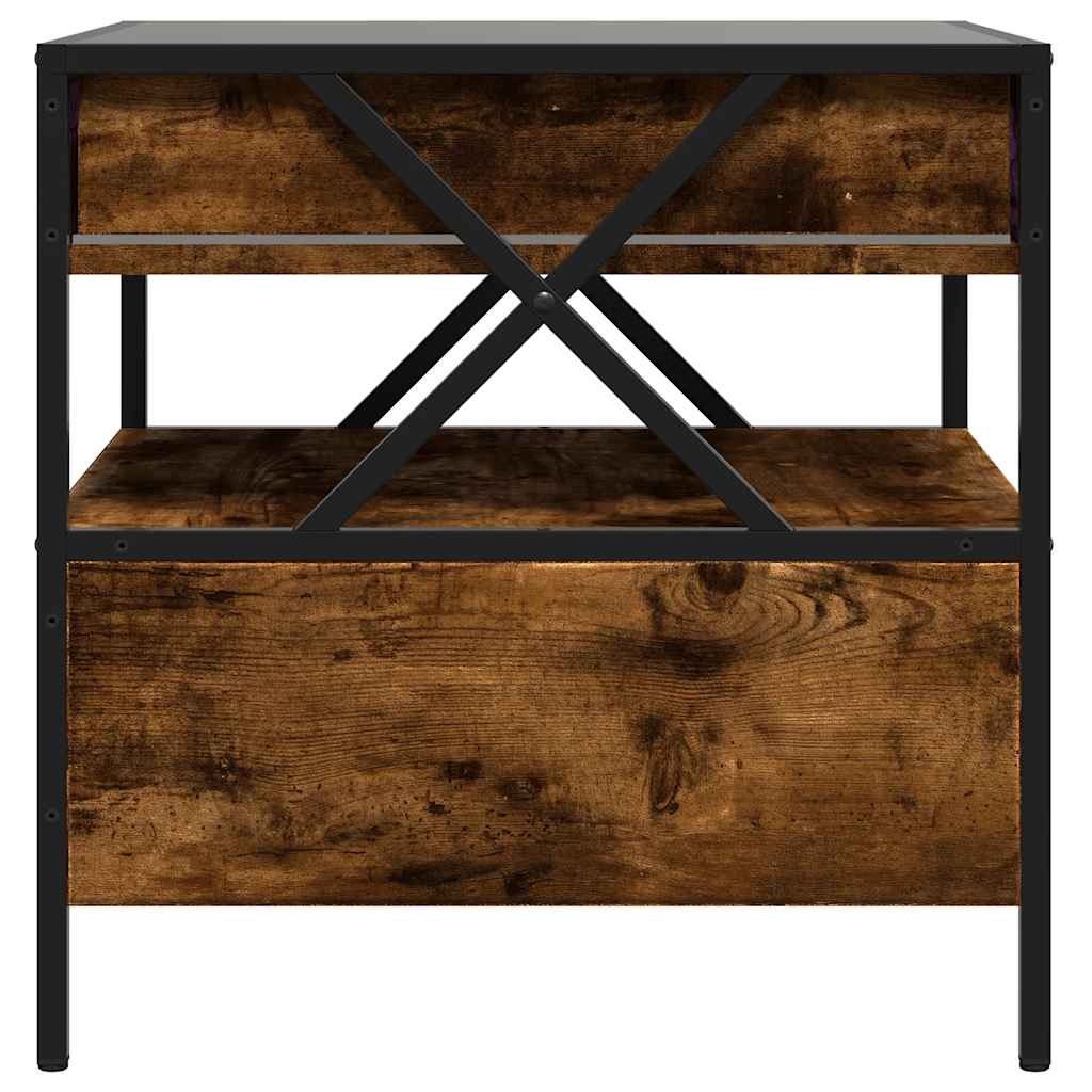 Tavolino da Salotto con LED Infinity Rovere Fumo 50x50x51 cm | homemem39