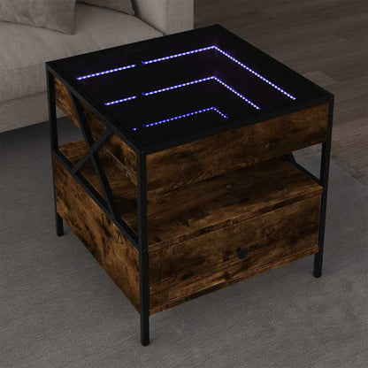 Tavolino da Salotto con LED Infinity Rovere Fumo 50x50x51 cm | homemem39