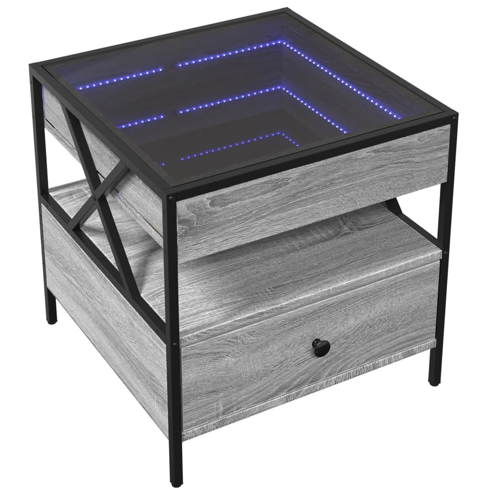 Tavolino da Salotto con LED Infinity Grigio Sonoma 50x50x51 cm | homemem39