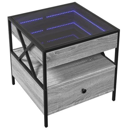 Tavolino da Salotto con LED Infinity Grigio Sonoma 50x50x51 cm | homemem39
