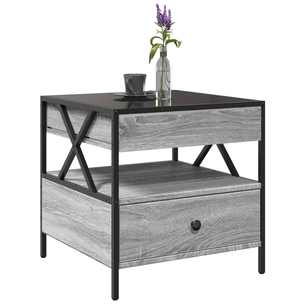Tavolino da Salotto con LED Infinity Grigio Sonoma 50x50x51 cm | homemem39