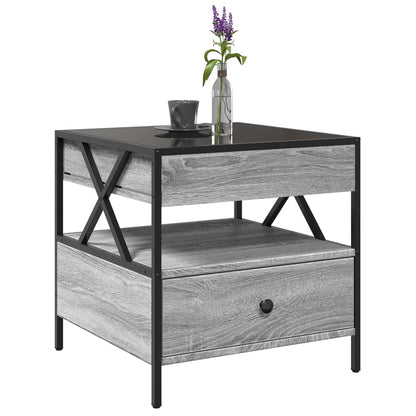 Tavolino da Salotto con LED Infinity Grigio Sonoma 50x50x51 cm | homemem39