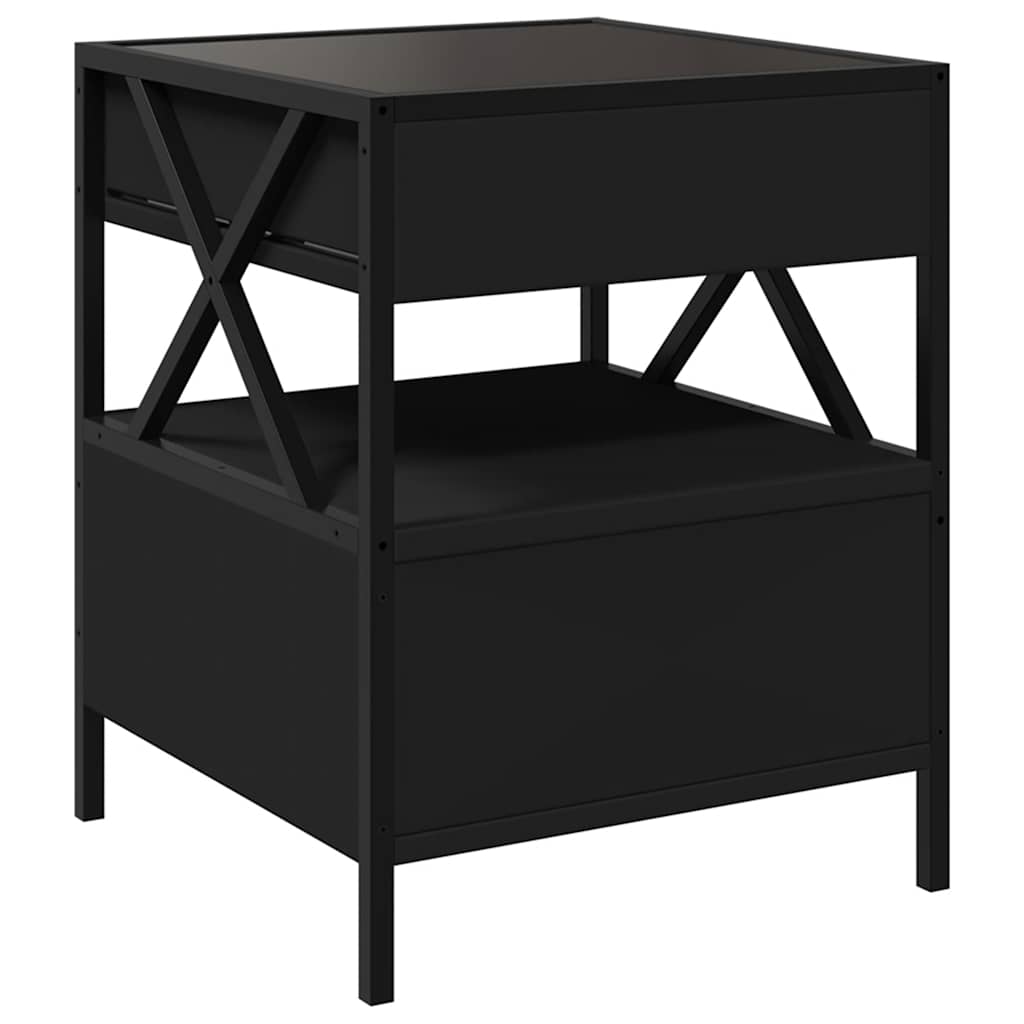 Tavolino da Salotto con LED Infinity Nero 40x40x51 cm
