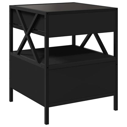 Tavolino da Salotto con LED Infinity Nero 40x40x51 cm