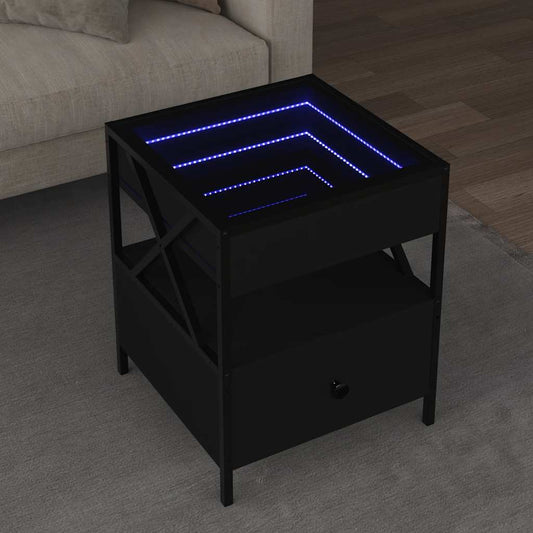 Tavolino da Salotto con LED Infinity Nero 40x40x51 cm | homemem39
