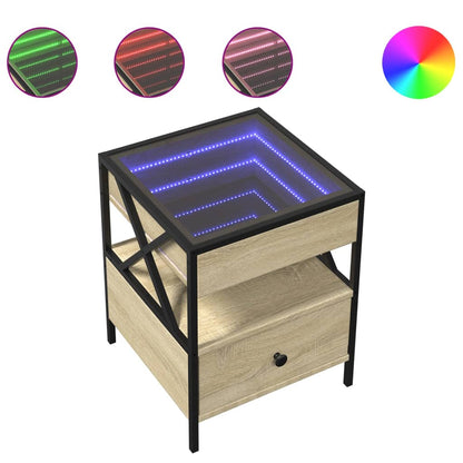 Tavolino da Salotto con LED Infinity Rovere Sonoma 40x40x51 cm | homemem39