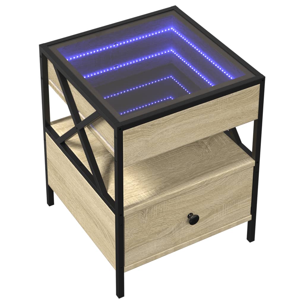 Tavolino da Salotto con LED Infinity Rovere Sonoma 40x40x51 cm | homemem39