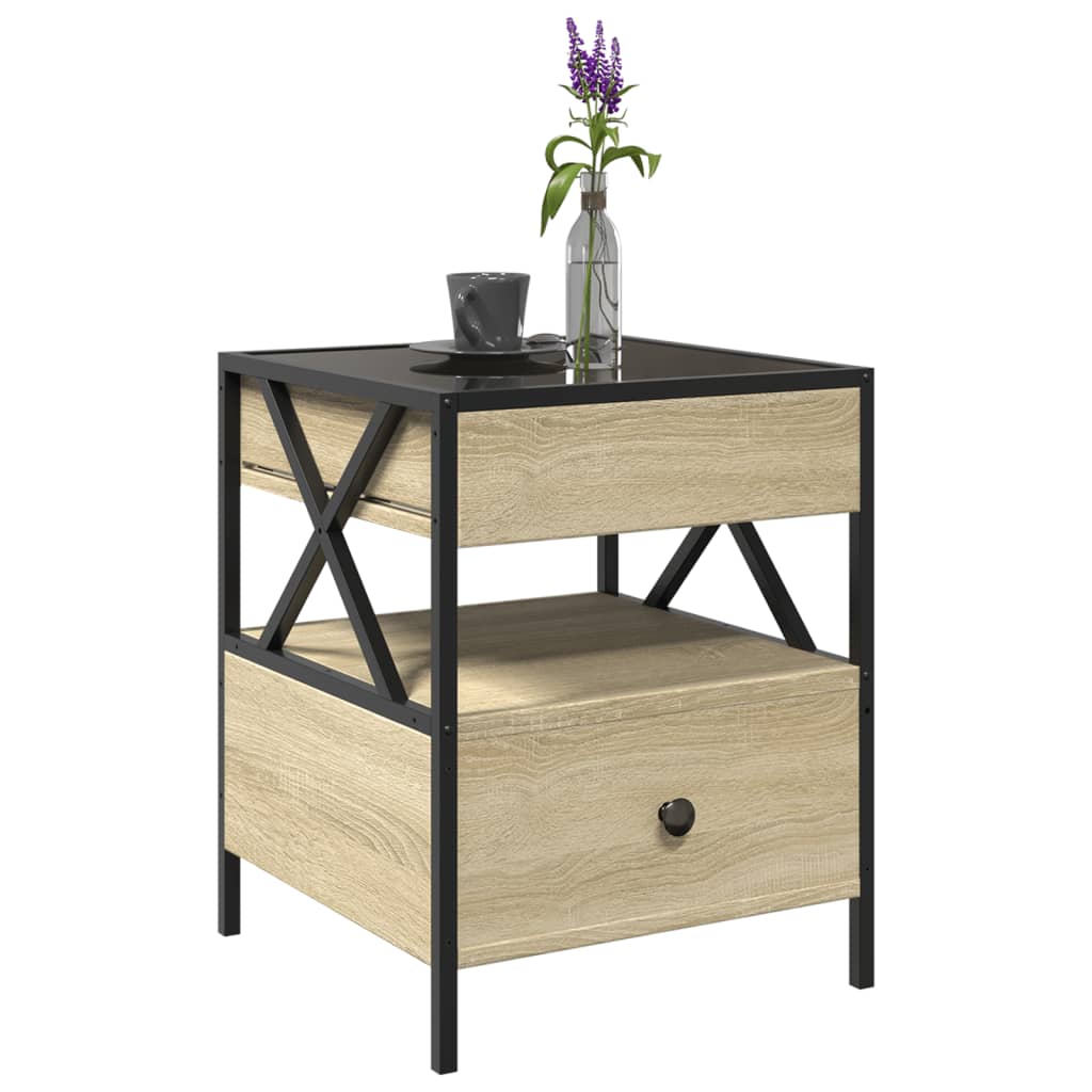 Tavolino da Salotto con LED Infinity Rovere Sonoma 40x40x51 cm | homemem39